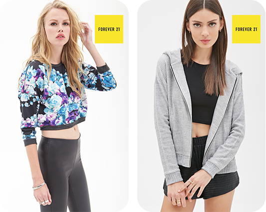 Boxy-Floral-Knit Sweatshirt-&-Textured-Knit Hoodie-From forever21