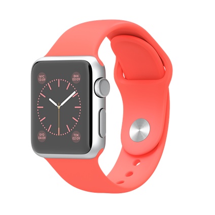 38mm Silver Aluminium Case with Pink Sport Band